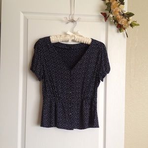 J Crew navy blue capped sleeve top